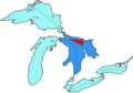 Manitoulin Island location in the Great Lakes