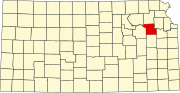 Map of Kansas highlighting Shawnee County