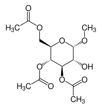 Strukturformel von Methyl-3,4,6-tri-O-acetyl-α-D-glucopyranosid