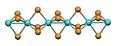Ball-and-stick model of molybdenum(III) bromide, an inorganic polymer based on face-sharing octahedra.