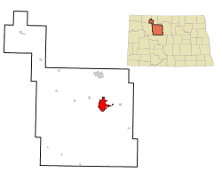 Location of Minot in Ward County