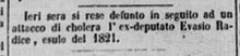 Necrologio della Gazzetta di Genova del 30 ottobre 1855