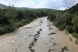 Cours fluvial de l'Ombrone, en Toscane.