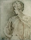 Parmigianino, Giovanotto visto di schiena, testa di profilo, anni 1520