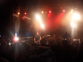 Repulsion performing live in 2009. From left to right: Mike Beams, Scott Carlson, Col Jones, Matt Olivo.