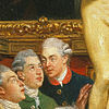 Detail from Tribuna of the Uffizi (1772-78) by Johann Zoffany, showing Wilbraham (probably on the left) admiring the statue of the Venus de' Medici