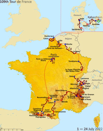 Route of the 2022 Tour de France