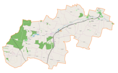 Mapa konturowa gminy Sędziszów, na dole po lewej znajduje się punkt z opisem „Mstyczów”