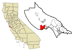 サンタクルーズ郡内の位置の位置図