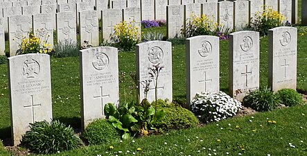 Tomes de soldats britanniques tombés en avril 1917 dans les premiers jours de la Bataille d'Arras.