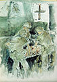 WAITING TO LIFT OFF, Ink/Watercolor Wash, by James Pollock, CAT IV, 1967