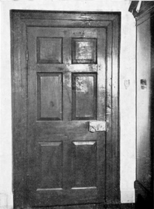 North bedroom door, 18th-century. One of the few remaining unmodernised parts of the north wing.[3]