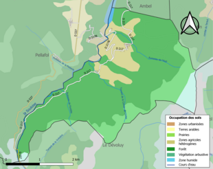 Carte en couleurs présentant l'occupation des sols.