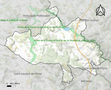 Carte des ZNIEFF de type 1 sur la commune.