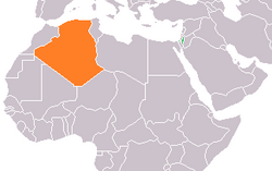 Map indicating locations of Palestine and Algeria
