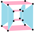 4{4}2, or with 16 vertices, 8 4-edges in 2 sets of colors and filled square 4-edges