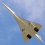 Concorde showing its ogive delta wing with high sweep angle at wing root: a highly developed shape with controlled flow separation