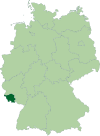 Map of Germany: Position of Saarland highlighted