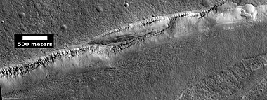 Wide view of layers in a trough, as seen by HiRISE under HiWish program