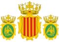 Escudo medieval de Orihuela (con diversas modificaciones en los adornos exteriores).