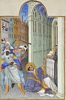 The martyrdom of Saint Mark. Très Riches Heures du duc de Berry (Musée Condé, Chantilly), c. 1412 and 1416.