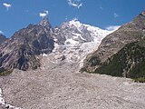 Debris-covered slopes of the Brenva Glacier