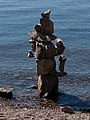 Inuksuk on shore of sw̓iw̓s Provincial Park operated by Osoyoos Indian Band, Osoyoos Lake, Osoyoos, British Columbia