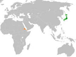 JapanとEritreaの位置を示した地図