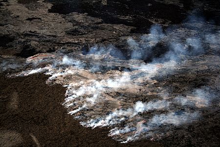 Lava-caused wildfire at Wildfire suppression, by Mila Zinkova