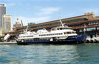 Collaroy docked at the Overseas Passenger Terminal in 1991.