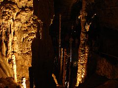 More tall, thin stalagmites