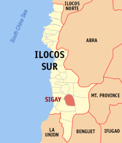 Map of Ilocos Sur with Sigay highlighted