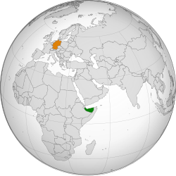 Map indicating locations of Somaliland and Germany