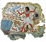 尼巴蒙之墓上著名的湿壁画残片「庭中之池」，公元前1350年。