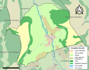 Carte en couleurs présentant l'occupation des sols.