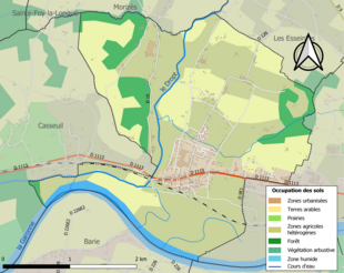 Carte en couleurs présentant l'occupation des sols.