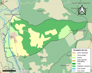 Carte en couleurs présentant l'occupation des sols.