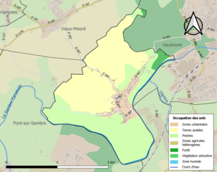 Carte en couleurs présentant l'occupation des sols.