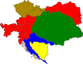 Una opción de cinco entidades: Austria, Bohemia y Moravia (marrón), Hungría, Croacia y Bosnia y Herzegovina.