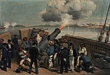 Brittisk artilleribeskjutning av den ryska fästningen Bomarsund på Åland 1854.