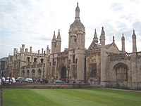 The King's College Gatehouse, built in the neo-Gothic style, as seen from King's Parade.