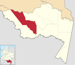 Location of the municipality and town of La Chorrera in the Amazonas Department of Colombia
