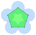 Regular pentagon {5} has density 1.