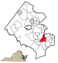 Location of Franconia in Fairfax County, Virginia