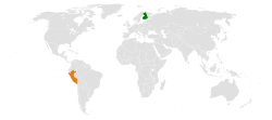 Map indicating locations of Finland and Peru