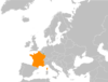 Location map for France and Luxembourg.