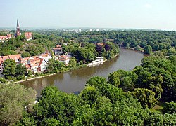 View over Kröllwitz from Giebichenstein Castle