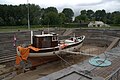 Ship in the emptied dock