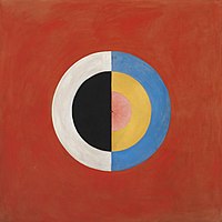 Hilma af Klint, Svanen (The Swan), No. 17, Group IX, Series SUW, October 1914 – March 1915. This abstract work was never exhibited during af Klint's lifetime.