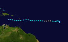 A track map of Hurricane Isaac